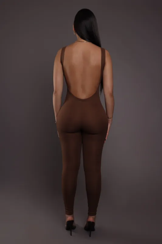 Ela Cotton Backless Jumpsuit - Cocoa sold by My outfit online