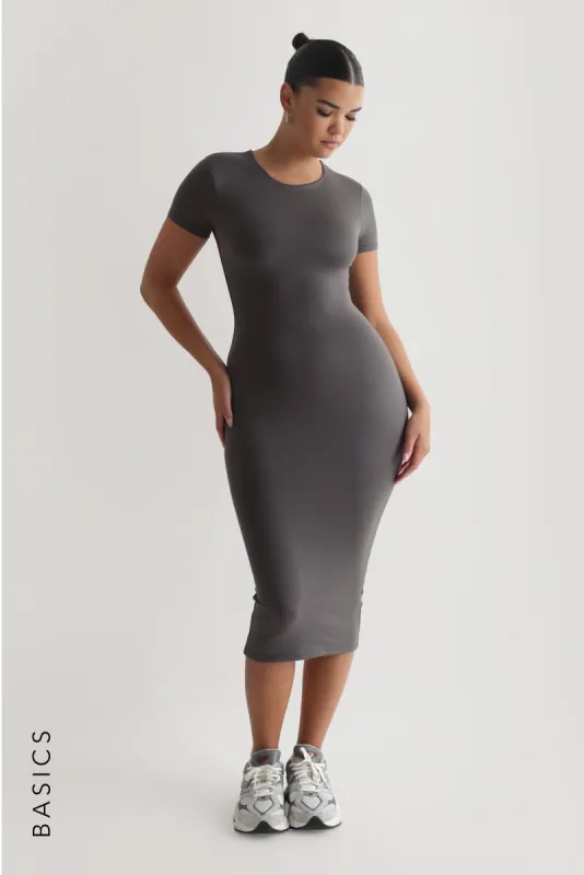 Mist Short Sleeve Midi Dress - Midnight Gray sold by My outfit online