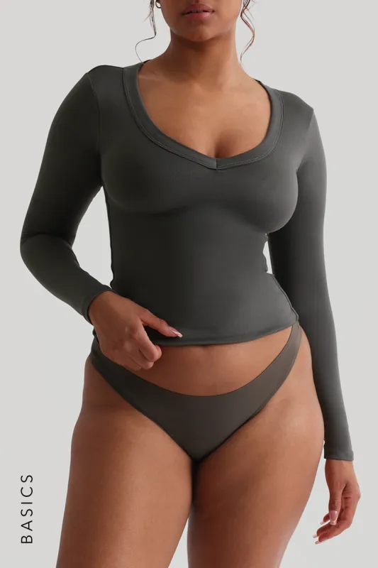 V-Shape Long Sleeve T-Shirt - Midnight Gray sold by My outfit online
