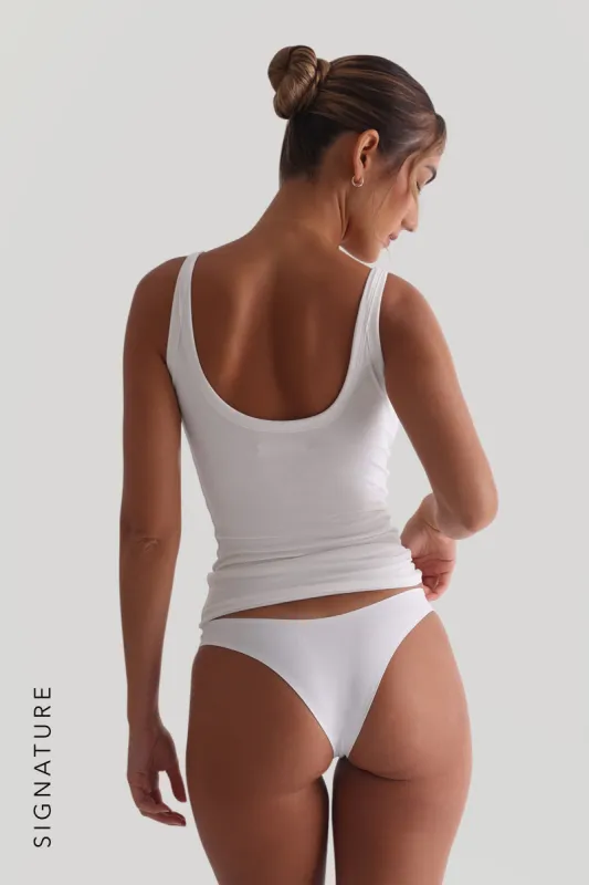 Banded Scoop Neck Tank Top - White sold by My outfit online