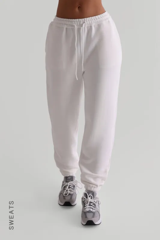 Jogger Fit Custom-Patch Sweatpants - White sold by My outfit online