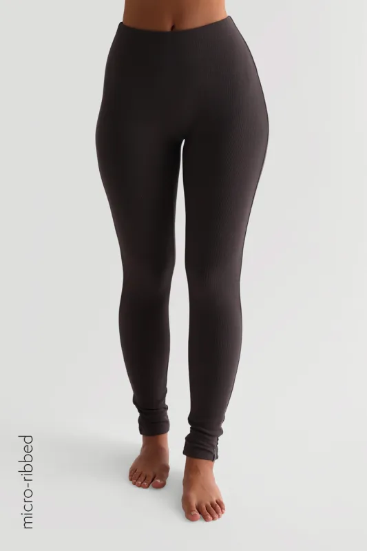 High Waisted Micro-Ribbed Leggings - Smoke sold by My outfit online