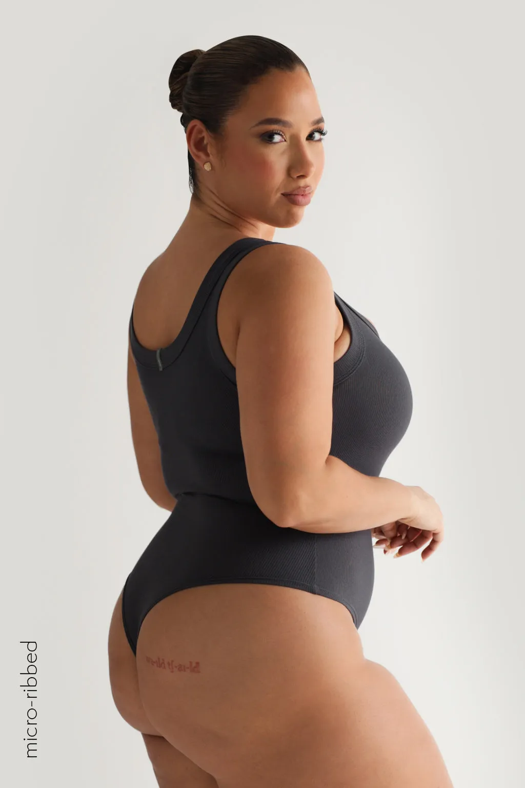 Scooped Micro-Ribbed Bodysuit - Charcoal sold by My outfit online product image thumbnail 4