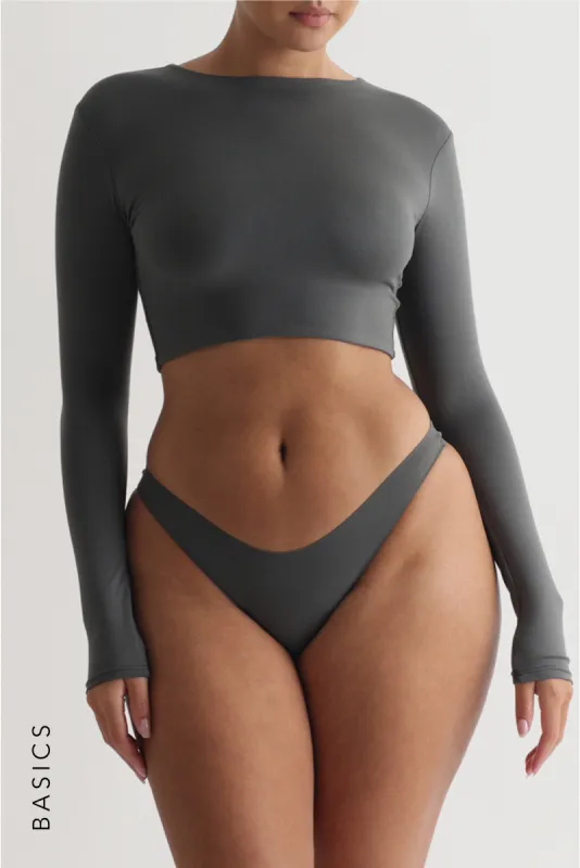 Mist Long Sleeve Crop Top - Midnight Gray sold by My outfit online