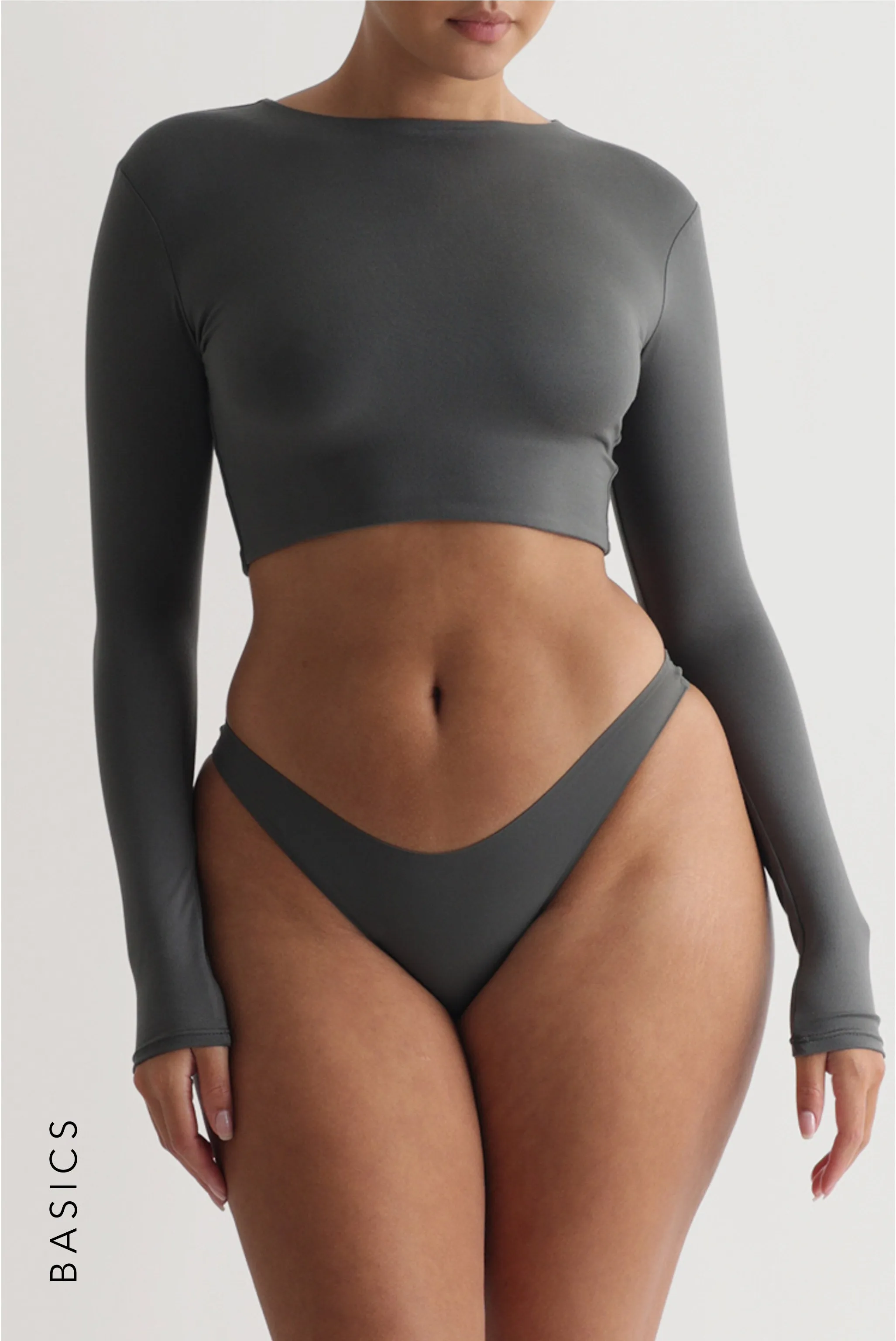 Mist Long Sleeve Crop Top - Midnight Gray sold by My outfit online