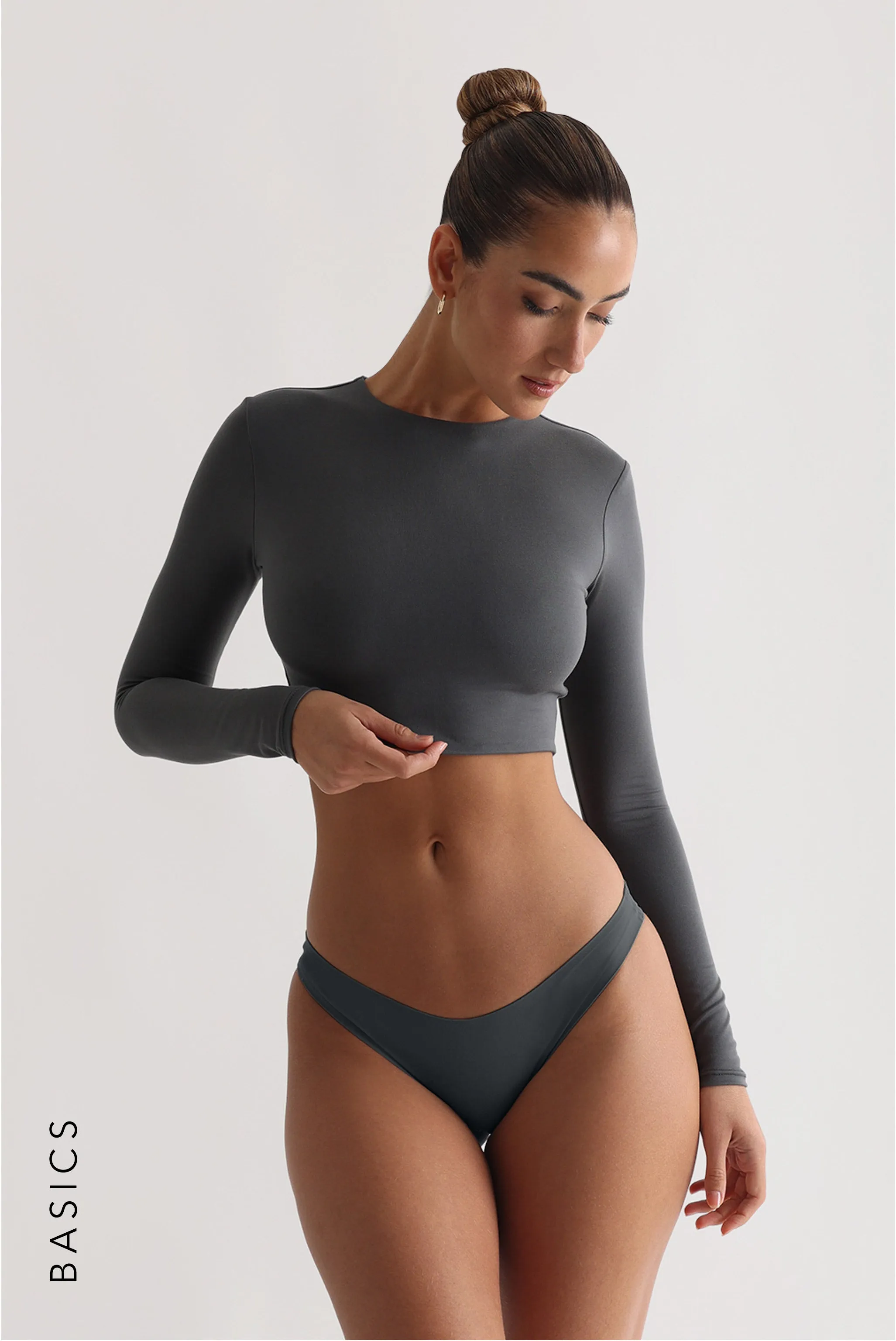 Mist Long Sleeve Crop Top - Midnight Gray sold by My outfit online product image thumbnail 3