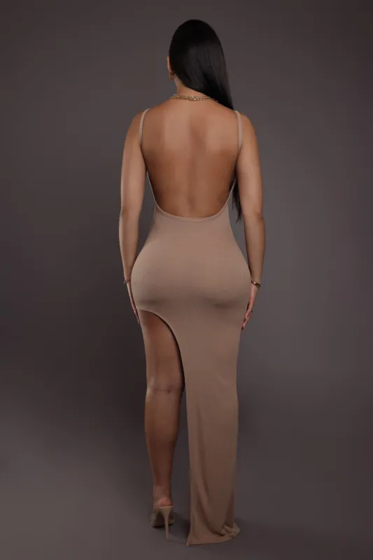 Just For You High Slit Maxi Dress - Mocha sold by My outfit online