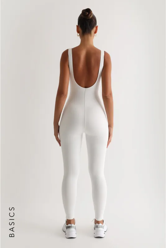 Deep Scoop Open Back Jumpsuit - White sold by My outfit online