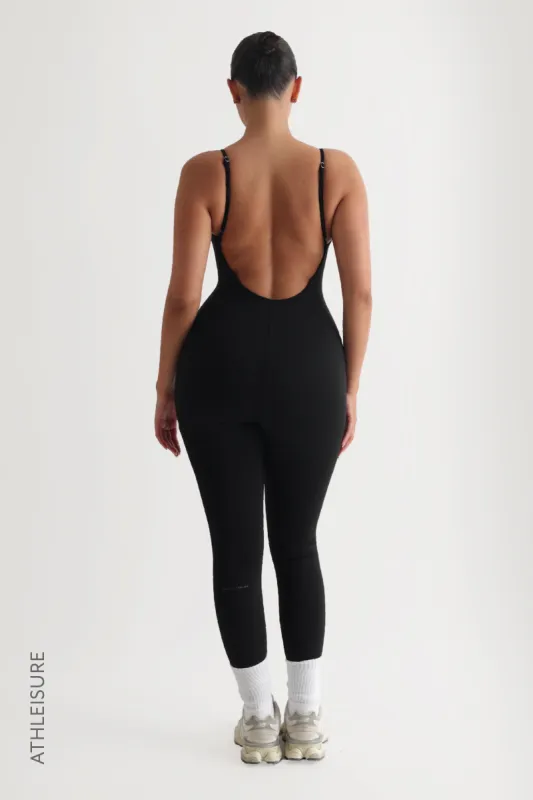 Open Back Athleisure Jumpsuit - Black sold by My outfit online