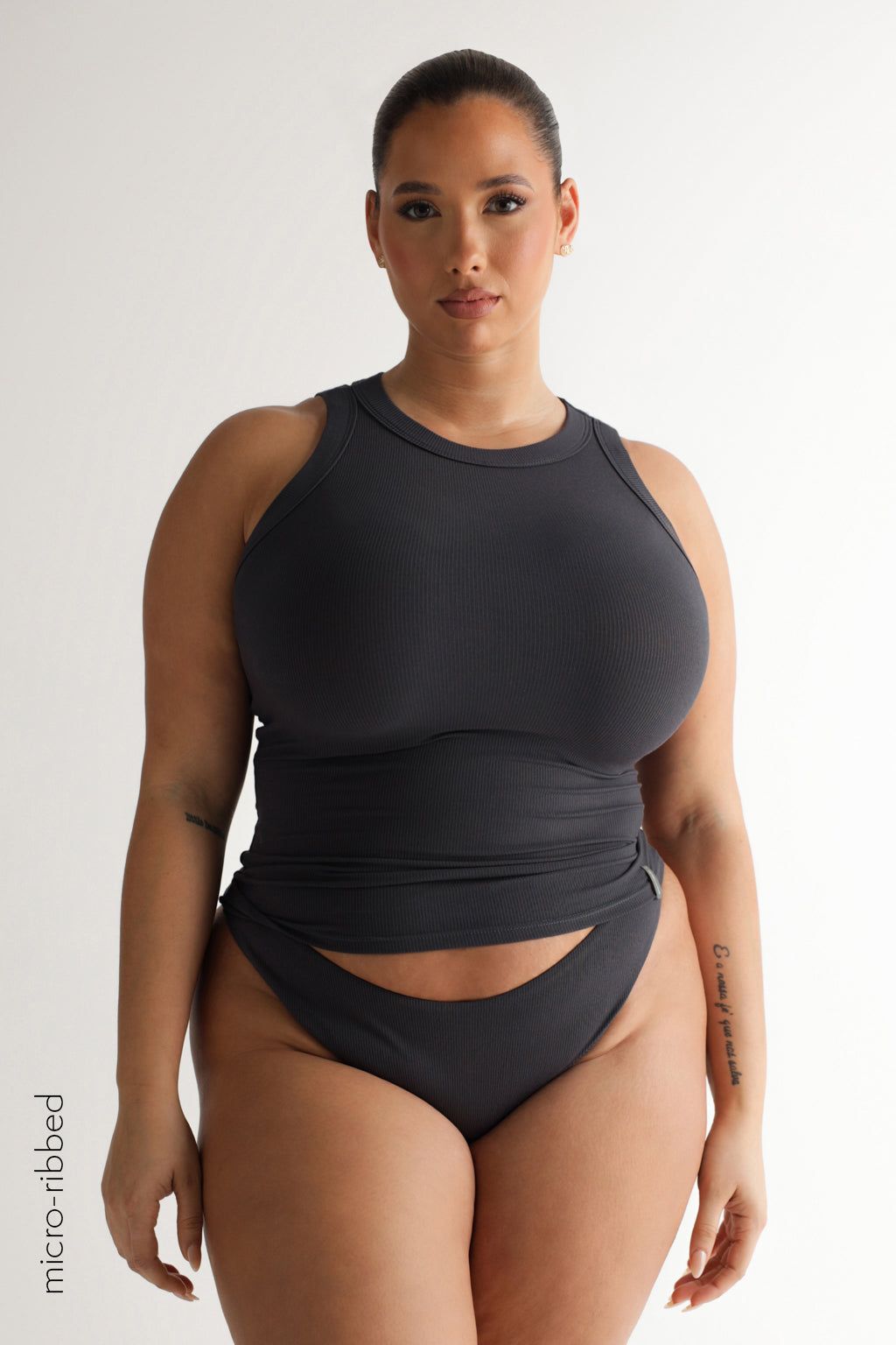 Crew Micro-Ribbed Tank Top - Charcoal sold by My outfit online product image thumbnail 3