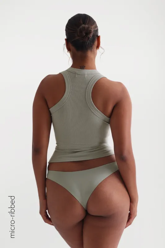 T-Shape Micro-Ribbed Tank Top - Sage sold by My outfit online