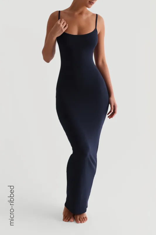 Slip-On Micro-Ribbed Maxi Dress - Navy sold by My outfit online