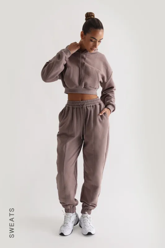 Oversized Cropped Hoodie - Smokey Taupe sold by My outfit online