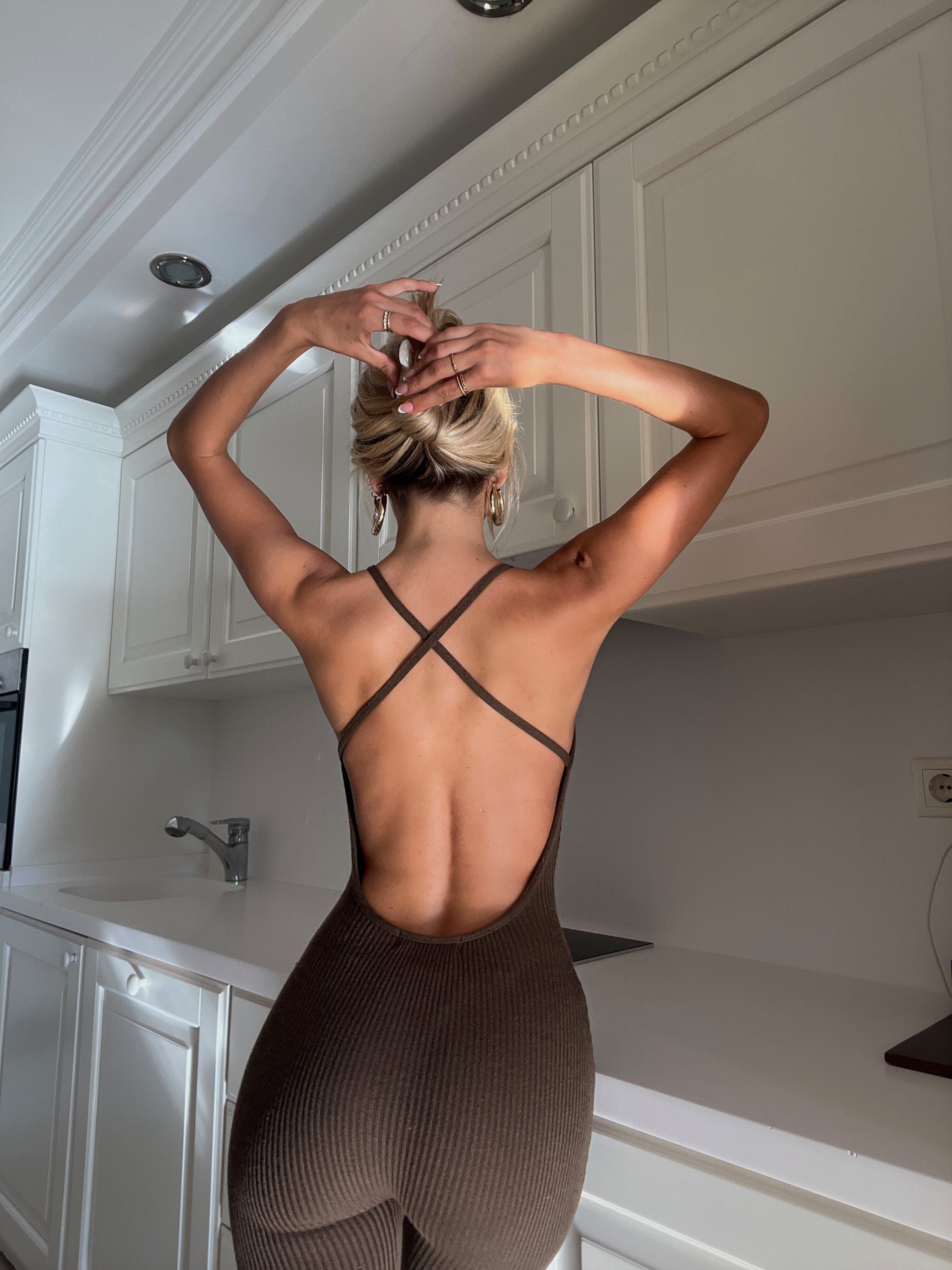 Katy Ribbed Jumpsuit - Brown sold by My outfit online product image thumbnail 2