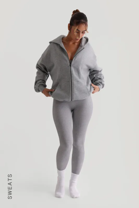 Boyfriend Zip-Up Hoodie - Heather Gray sold by My outfit online