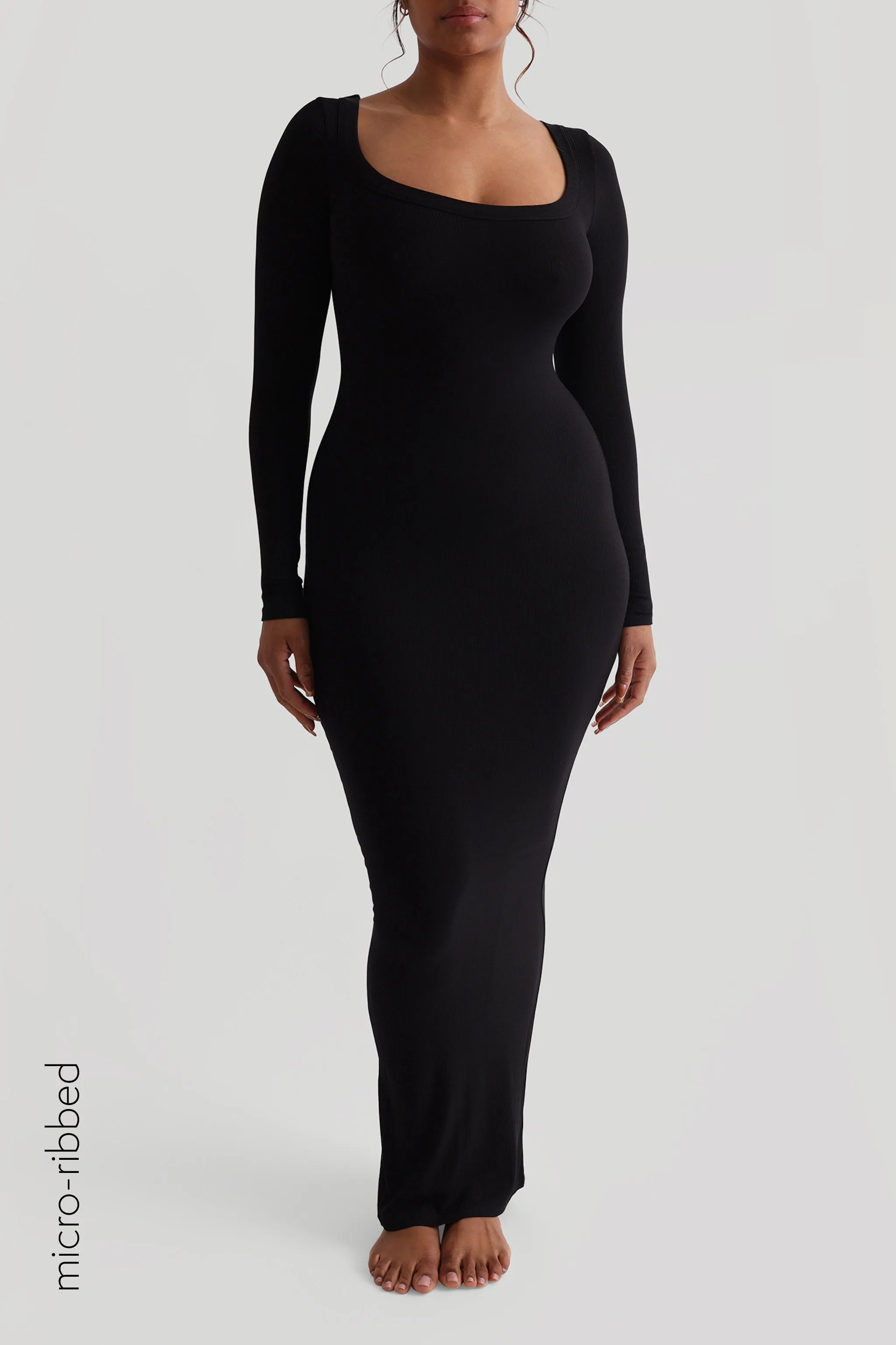 Scooped Micro-Ribbed Maxi Dress - Black sold by My outfit online product image thumbnail 3