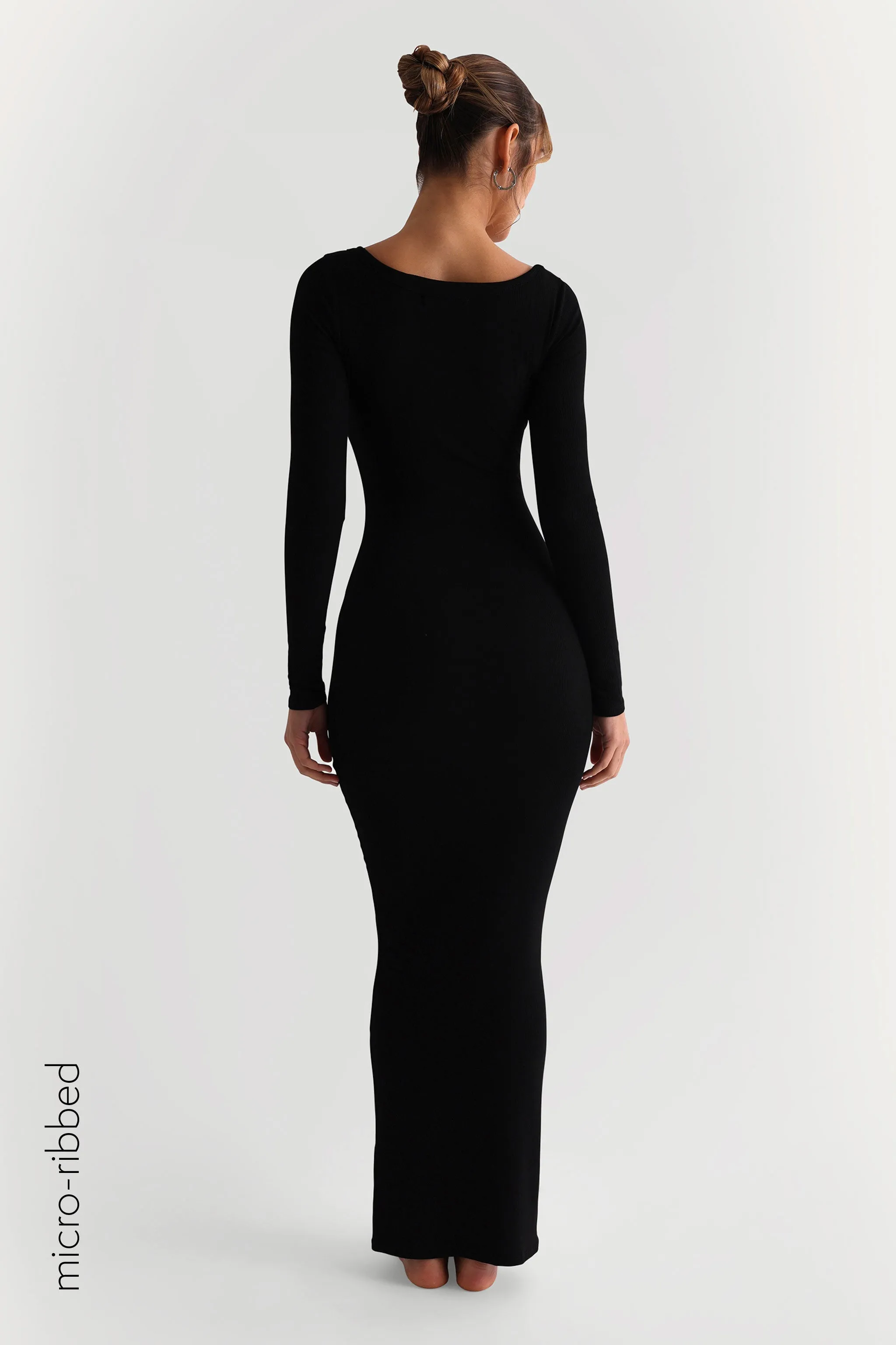 Scooped Micro-Ribbed Maxi Dress - Black sold by My outfit online product image thumbnail 2