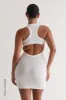 T-Shape Micro-Ribbed Mini Dress - White sold by My outfit online