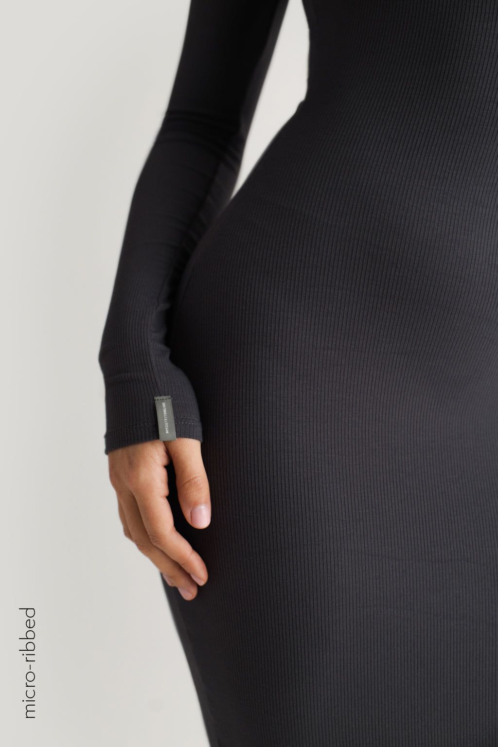 Scooped Micro-Ribbed Maxi Dress - Charcoal sold by My outfit online product image thumbnail 3