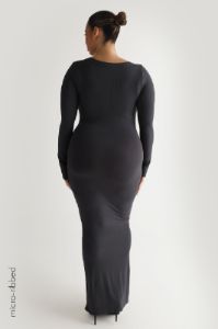 Scooped Micro-Ribbed Maxi Dress - Charcoal sold by My outfit online