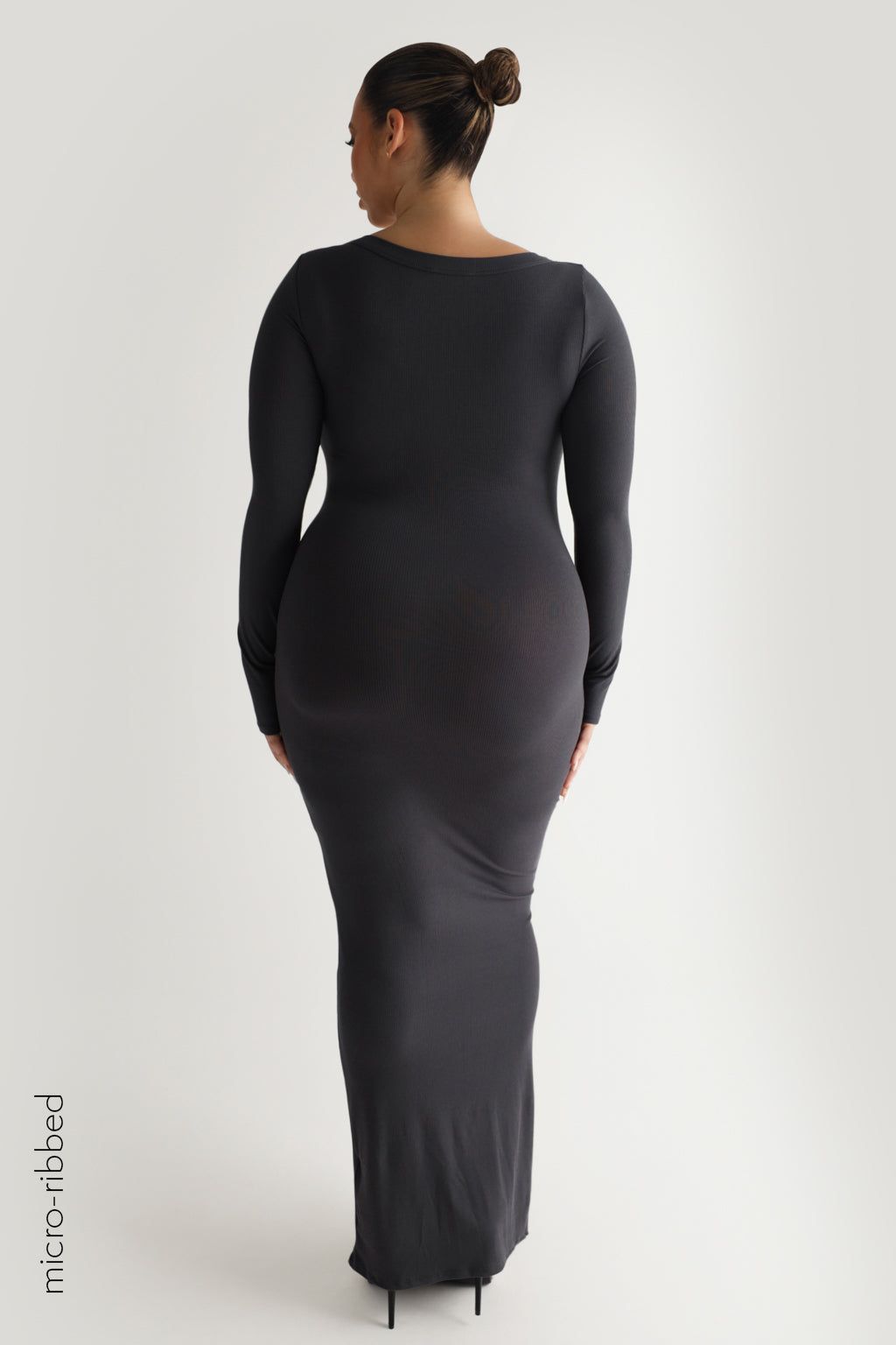 Scooped Micro-Ribbed Maxi Dress - Charcoal sold by My outfit online product image thumbnail 5