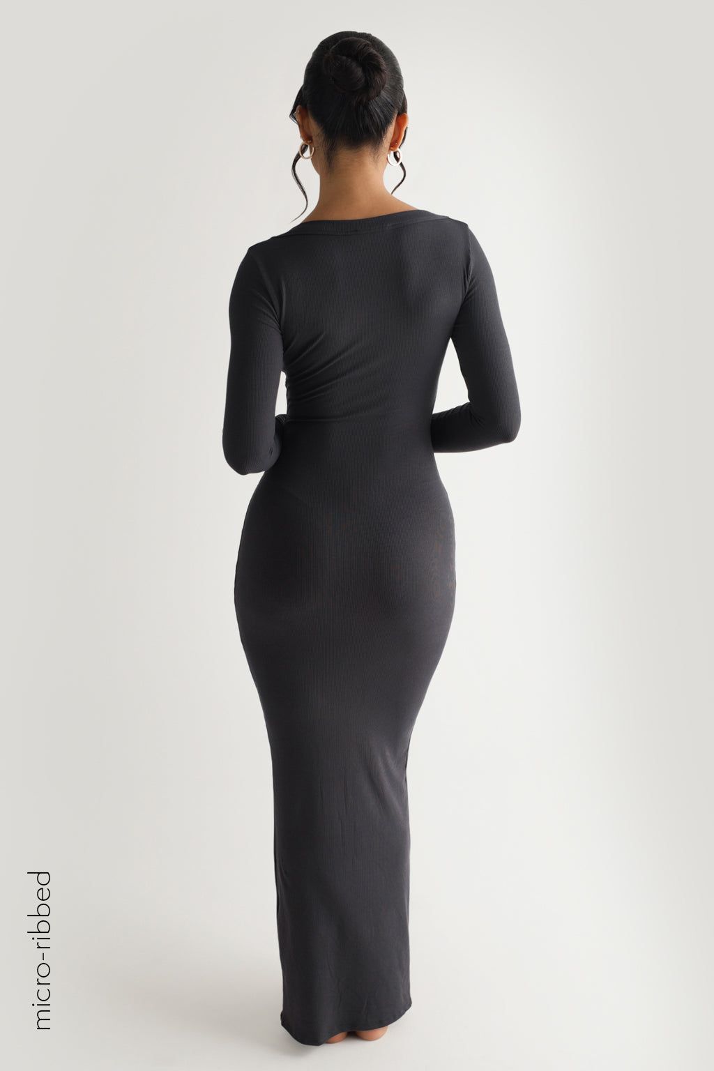 Scooped Micro-Ribbed Maxi Dress - Charcoal sold by My outfit online product image thumbnail 2
