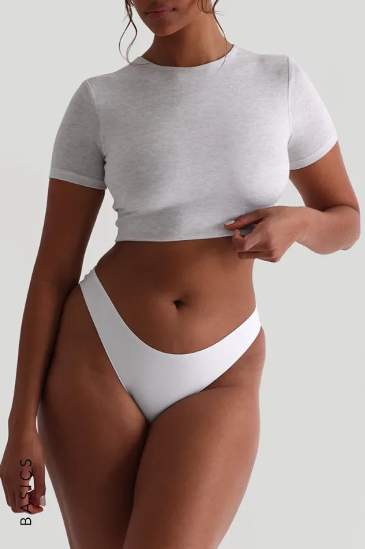 Mist Short Sleeve Crop Top - Light Heather Gray sold by My outfit online