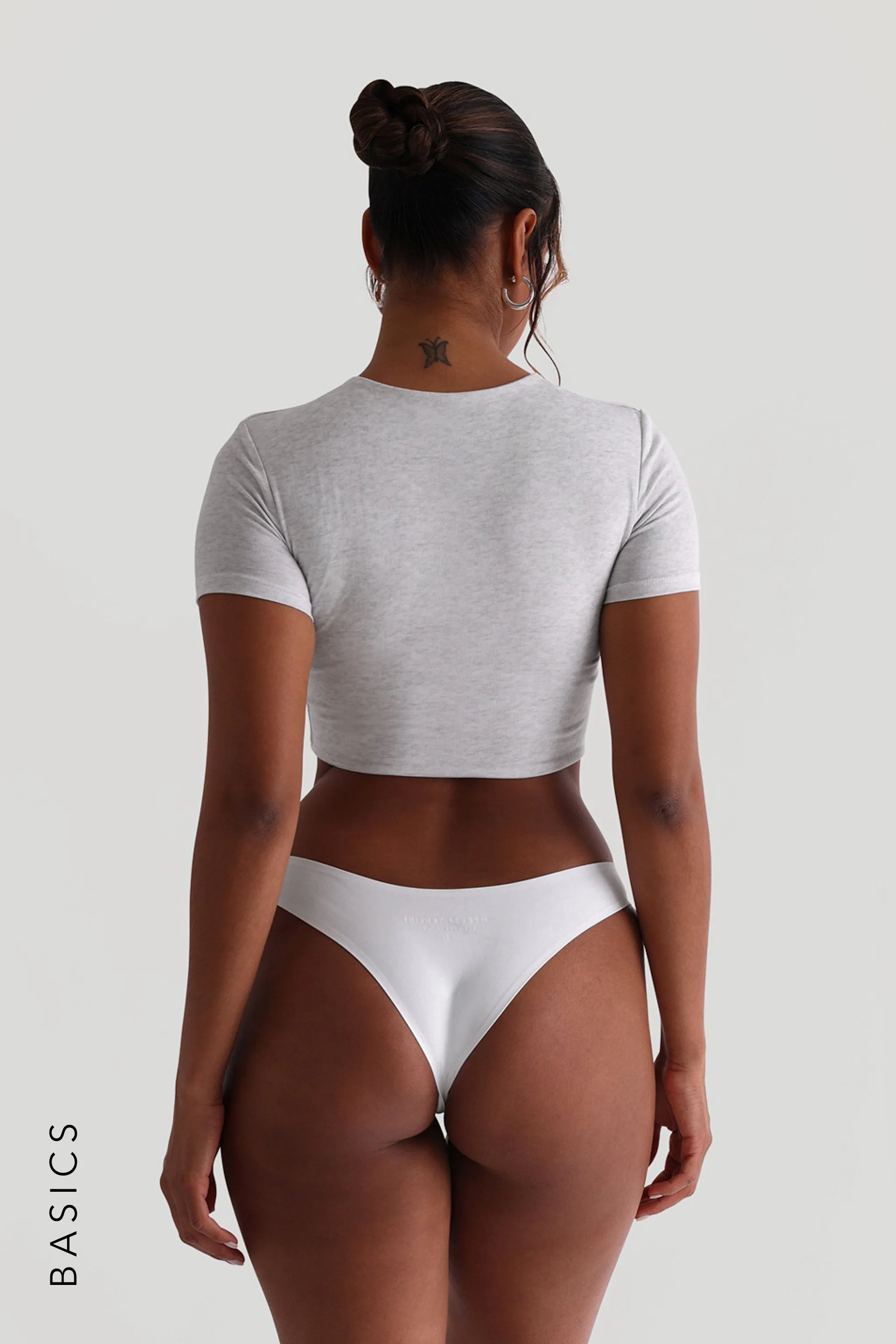 Mist Short Sleeve Crop Top - Light Heather Gray sold by My outfit online product image thumbnail 2
