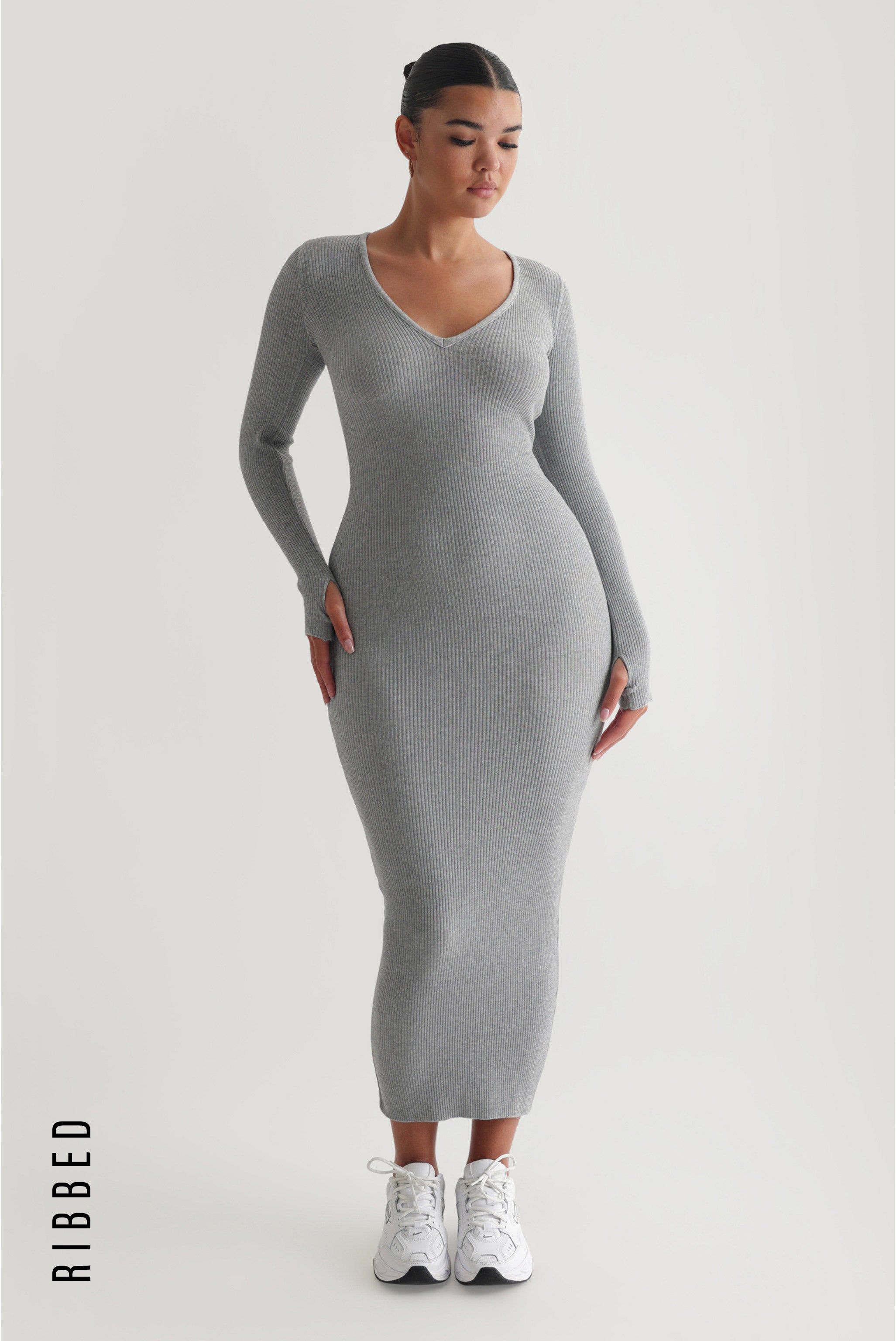 Gaia Ribbed Maxi Dress - Gray sold by My outfit online product image thumbnail 4