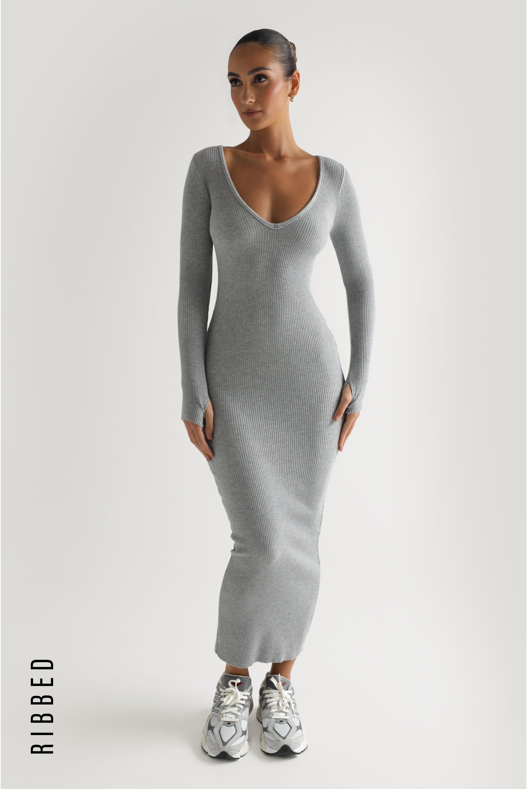 Gaia Ribbed Maxi Dress - Gray sold by My outfit online product image thumbnail 2