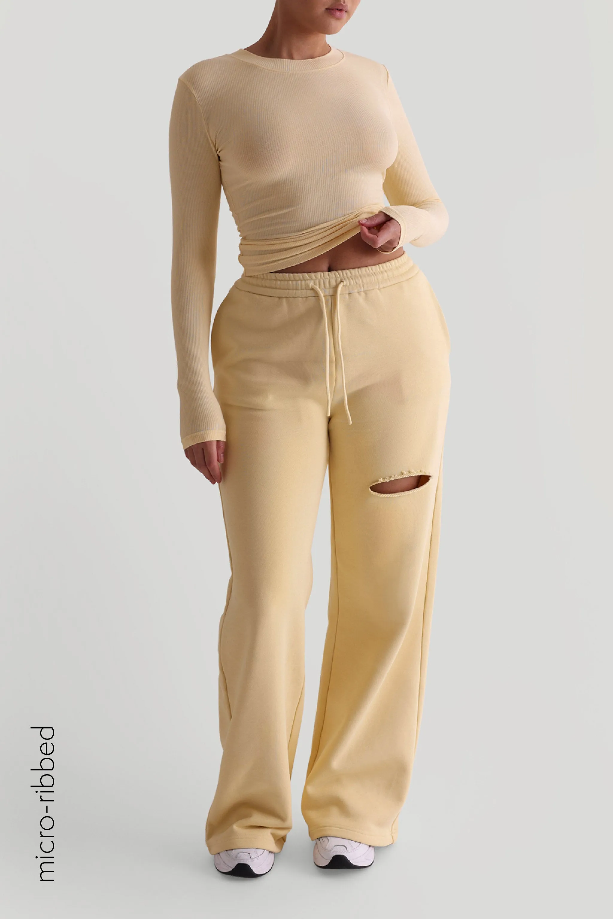 Crew Micro-Ribbed Long Sleeve Top - Soft Yellow sold by My outfit online product image thumbnail 5