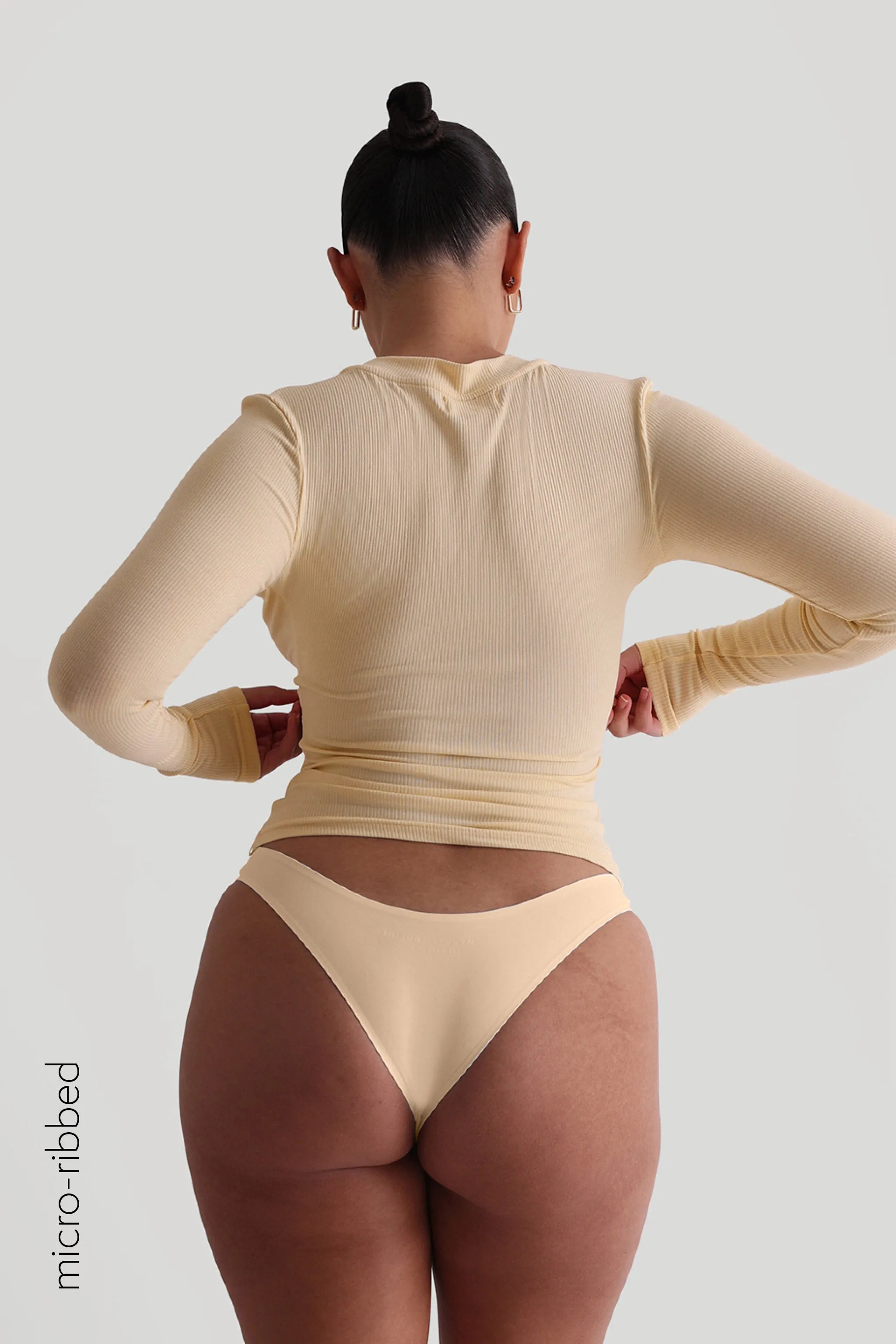 Crew Micro-Ribbed Long Sleeve Top - Soft Yellow sold by My outfit online product image thumbnail 4