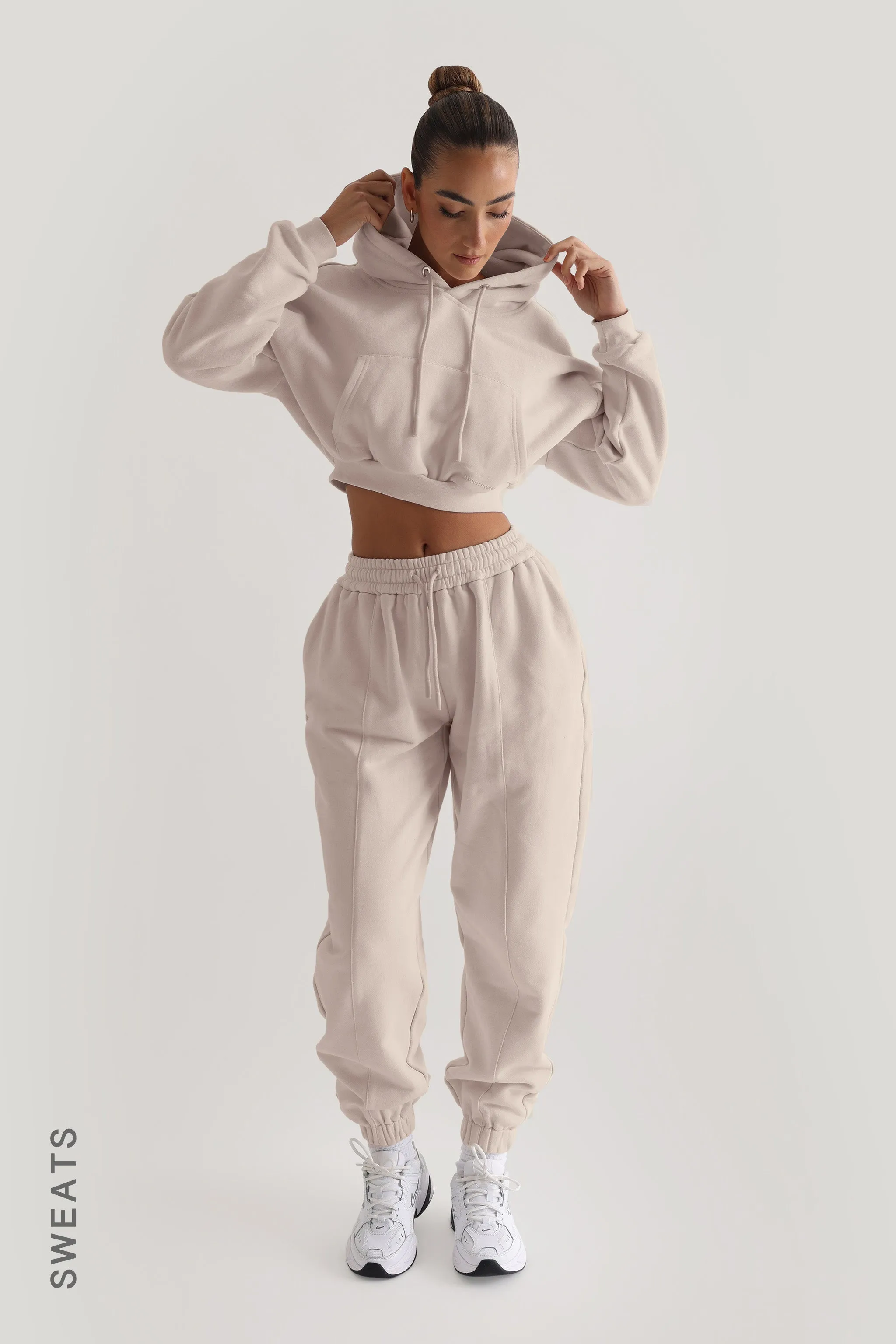 Oversized Cropped Hoodie - Soft Beige sold by My outfit online
