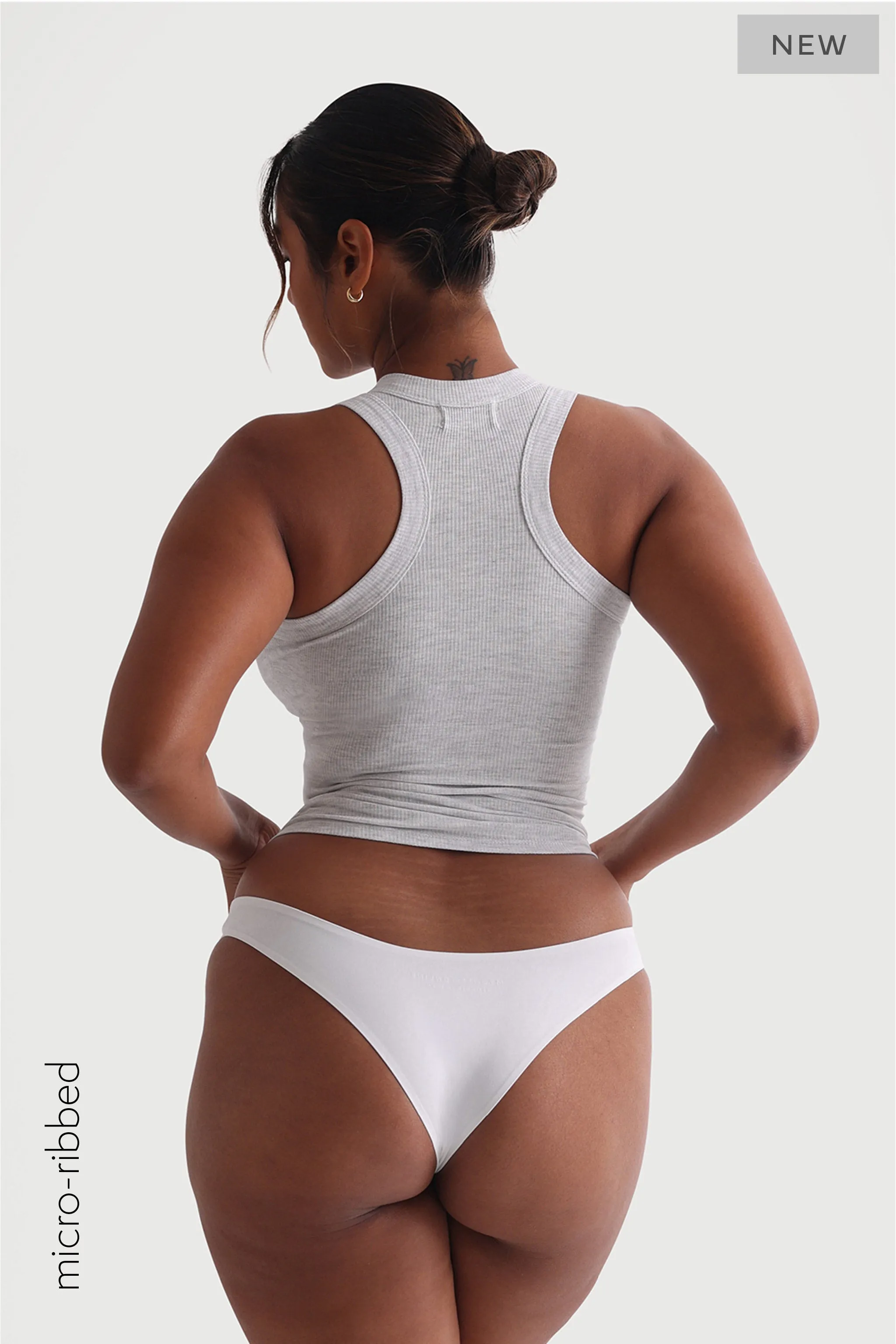 T-Shape Micro-Ribbed Tank Top - Light Heather Gray sold by My outfit online product image thumbnail 3