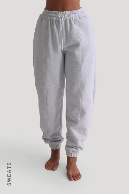 Baggy Fit Structured Sweatpants - Light Heather Gray sold by My outfit online