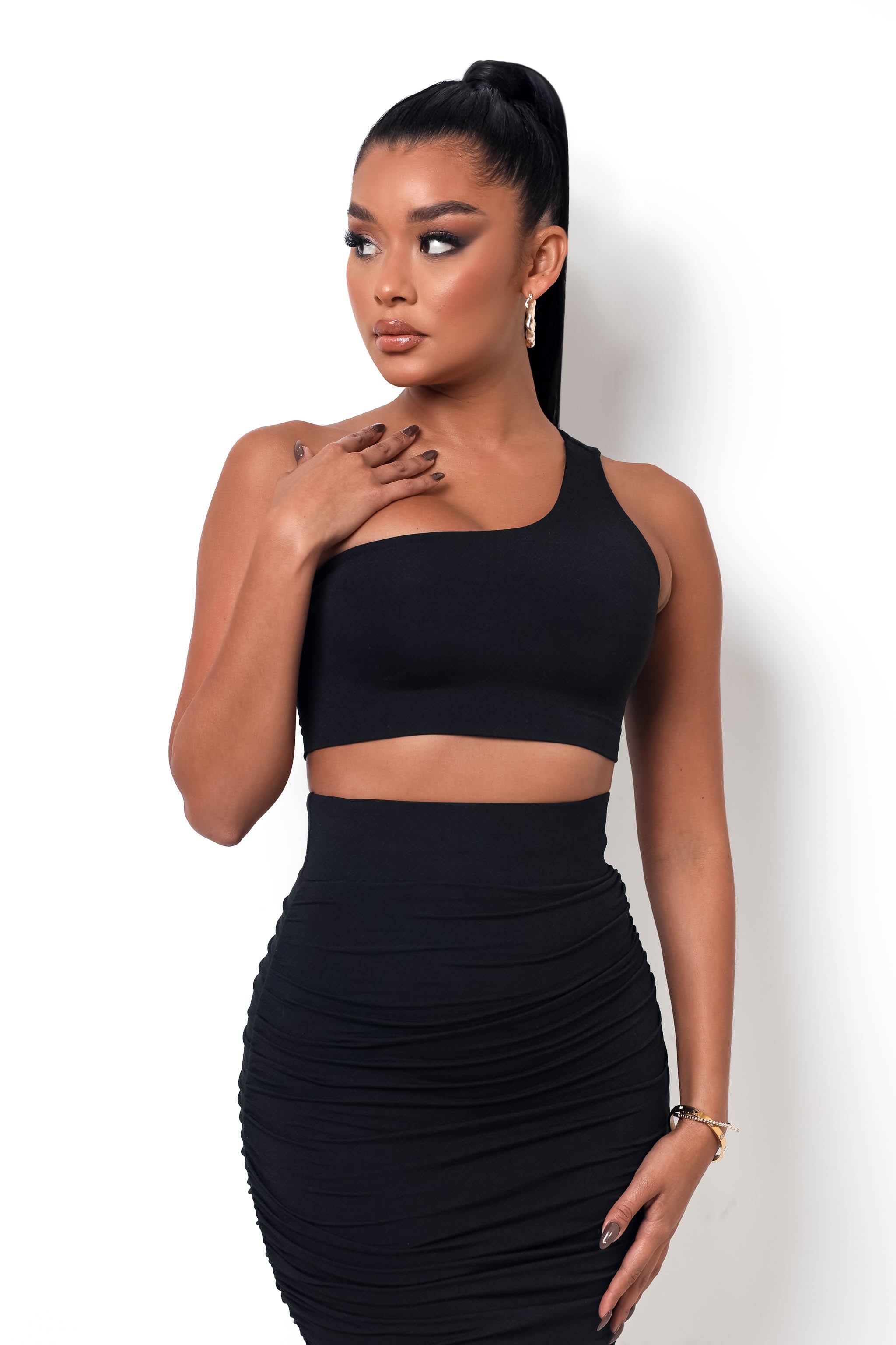 Kaia One Shoulder Crop Top - Black sold by My outfit online