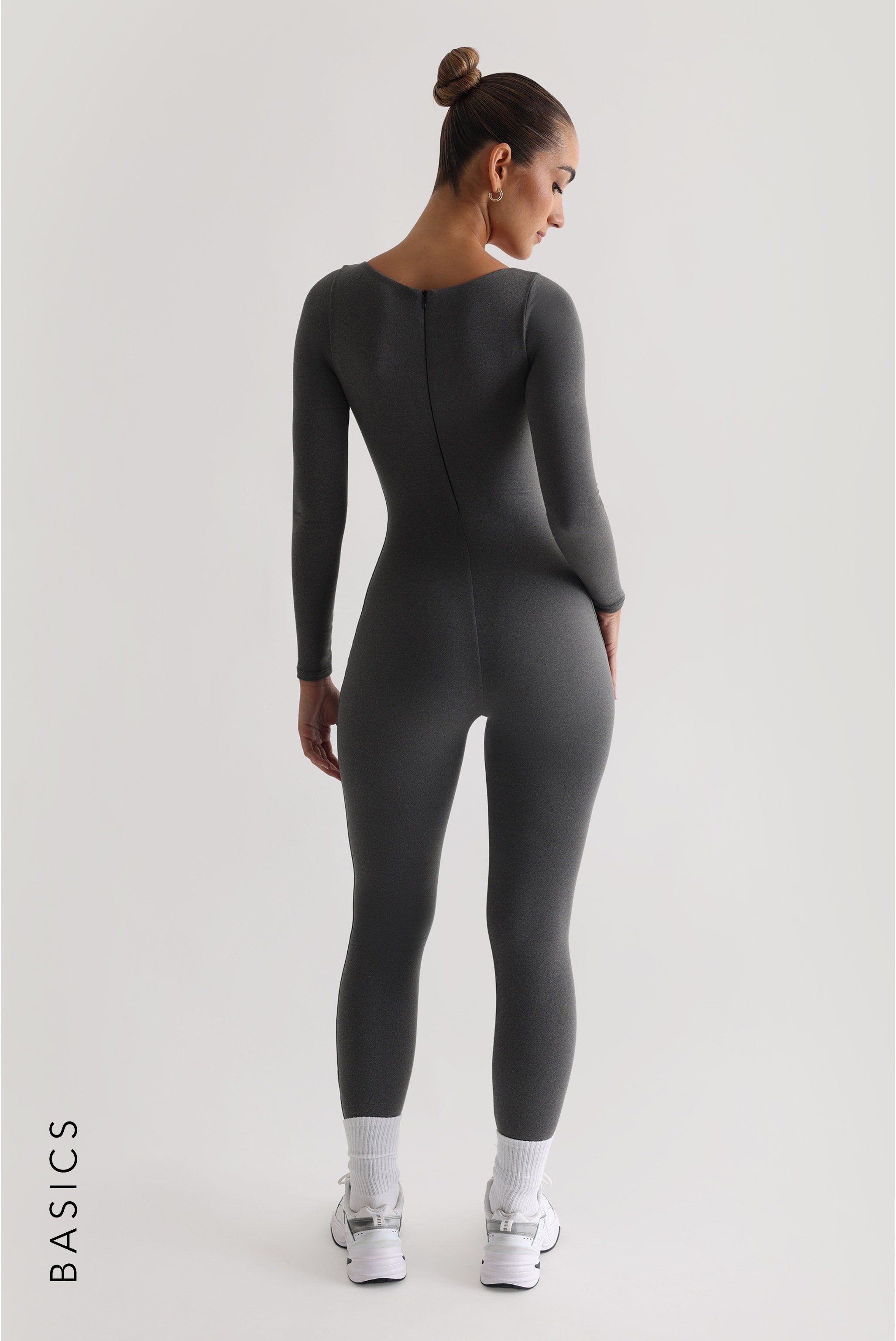 Round Neck Long Sleeve Jumpsuit - Dark Heather Gray sold by My outfit online product image thumbnail 2