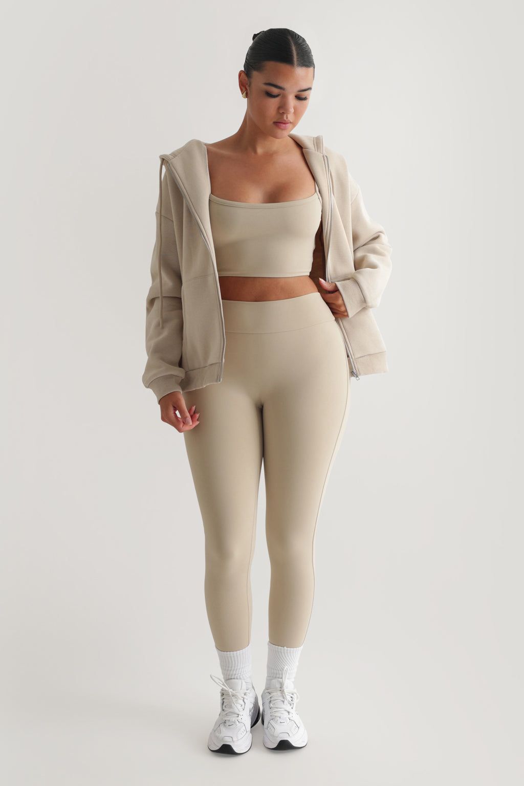 Casual Zip Up Hoodie - Beige sold by My outfit online