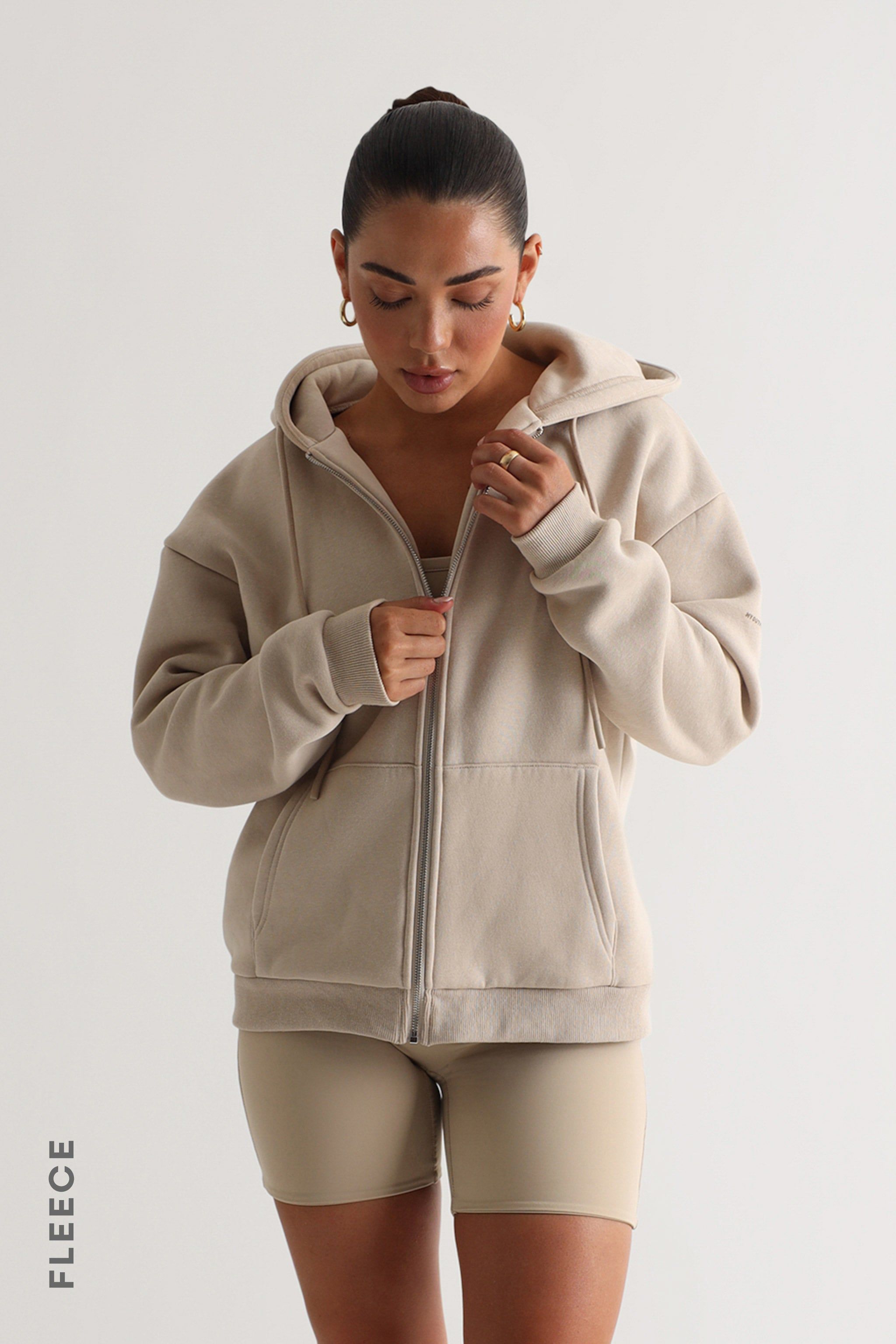 Casual Zip Up Hoodie - Beige sold by My outfit online product image thumbnail 2