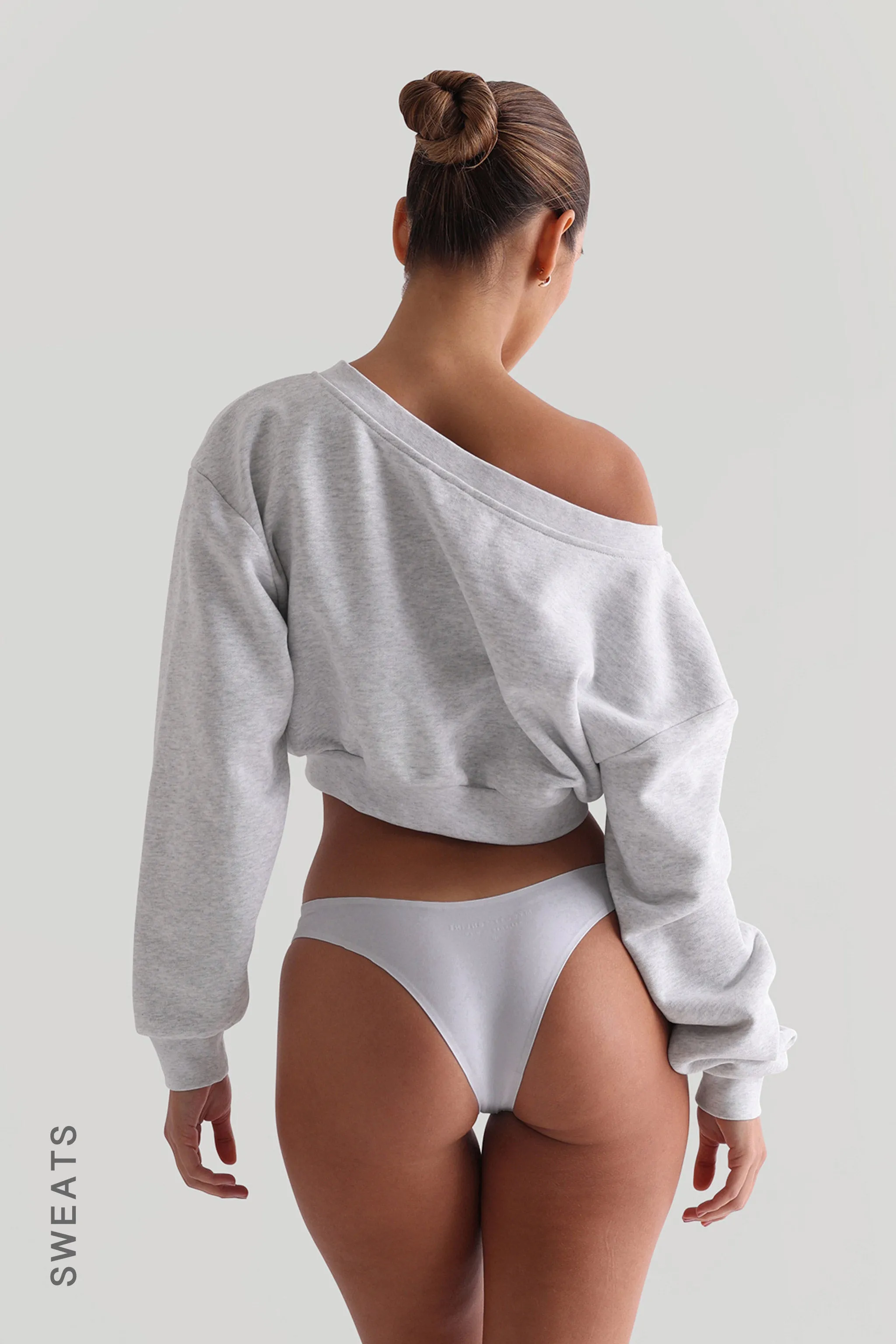 V-Shape Cropped Sweatshirt - Light Heather Gray sold by My outfit online product image thumbnail 2