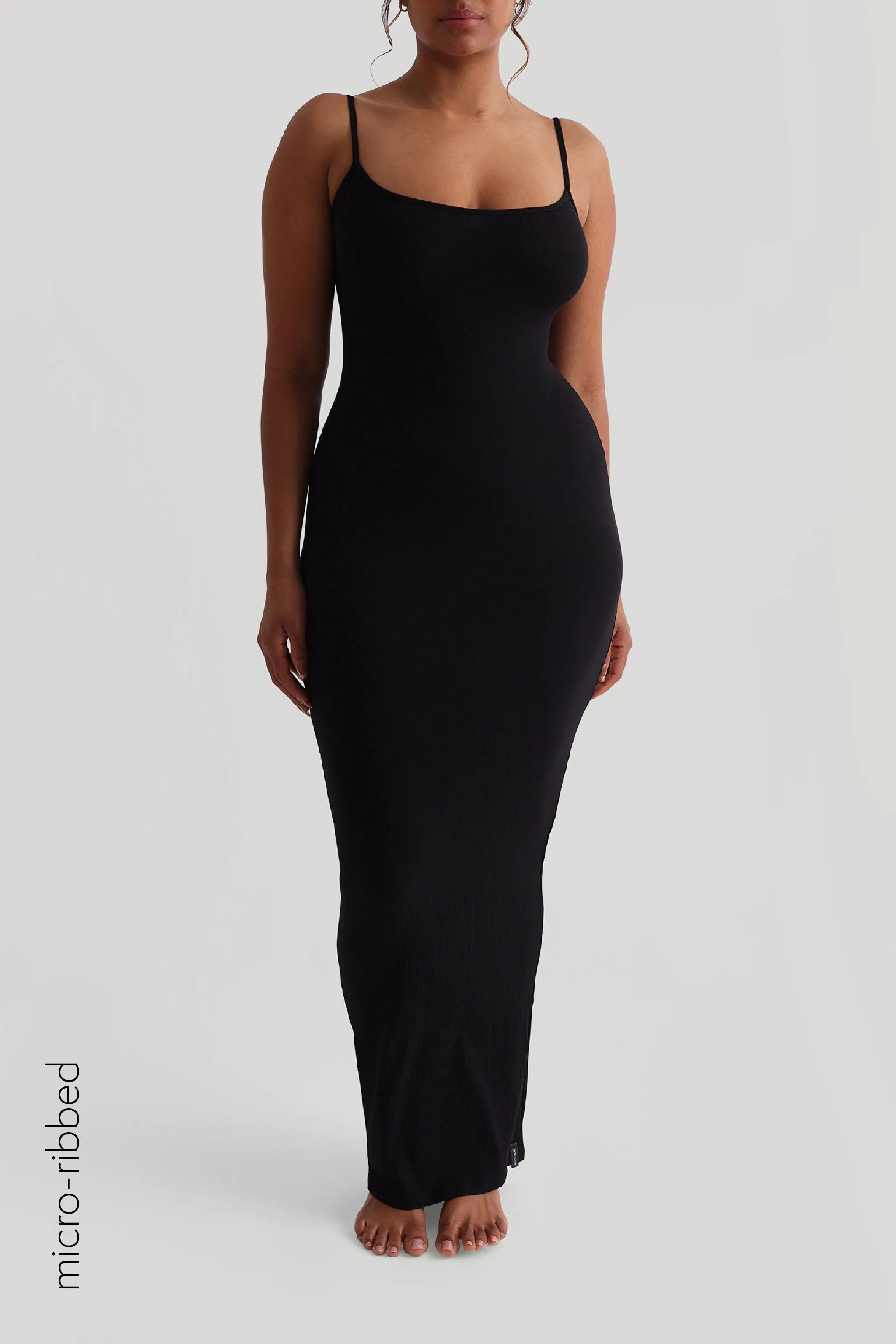 Slip-On Micro-Ribbed Maxi Dress - Black sold by My outfit online product image thumbnail 3