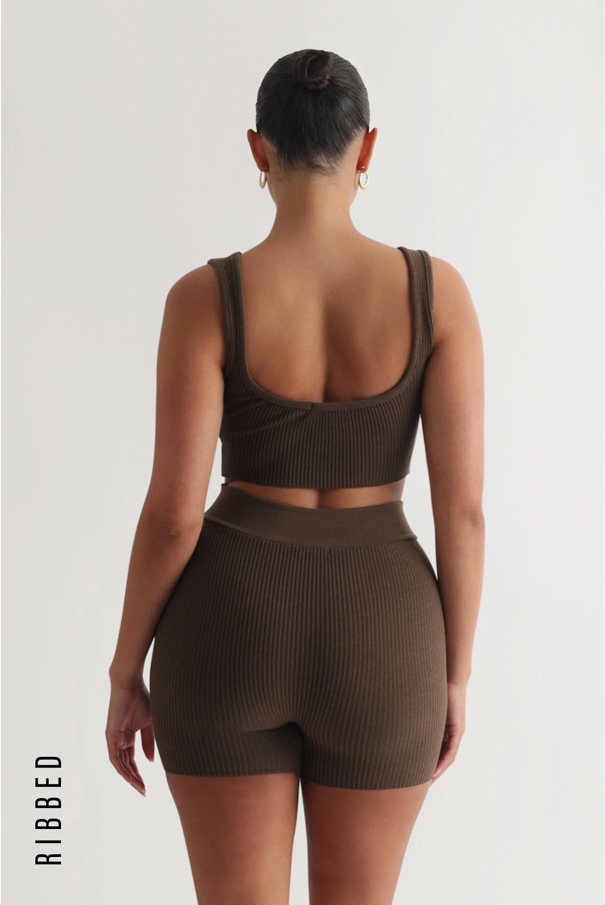Scooped Ribbed Crop Top - Brown sold by My outfit online product image thumbnail 3