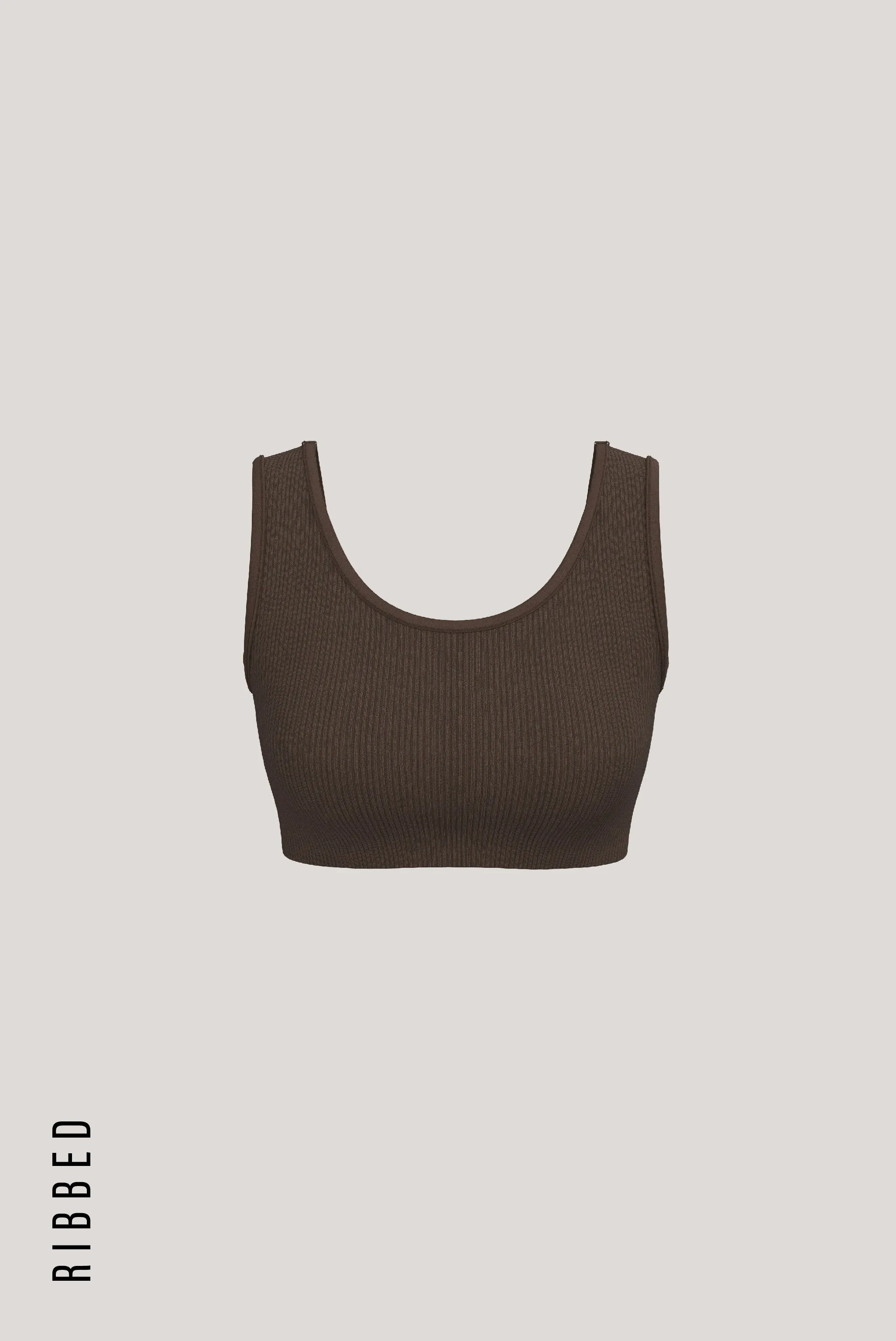 Scooped Ribbed Crop Top - Brown sold by My outfit online product image thumbnail 2