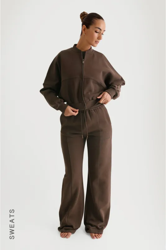 Oversized Bomber Fit Jacket - Espresso sold by My outfit online