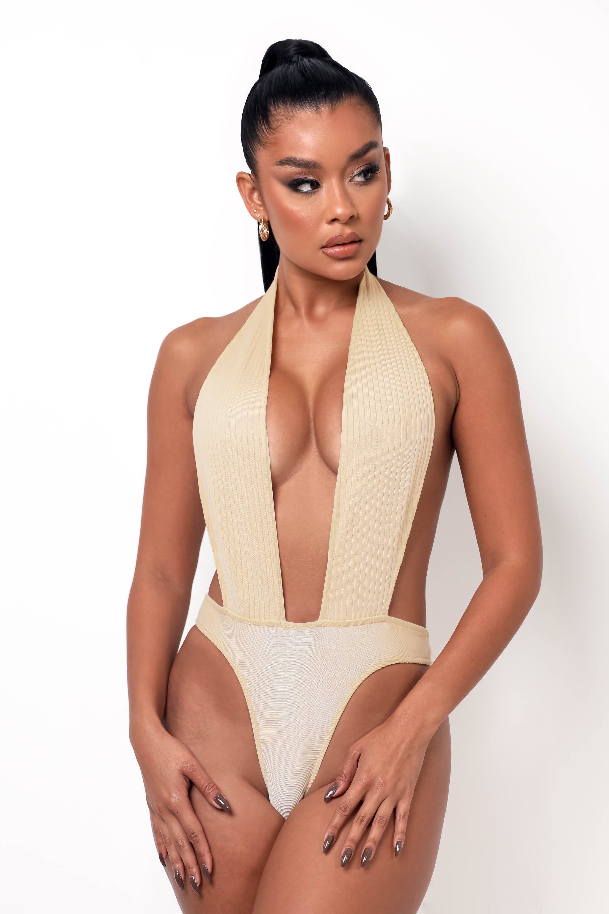 Open Back Bodysuit - Nude sold by My outfit online product image thumbnail 3
