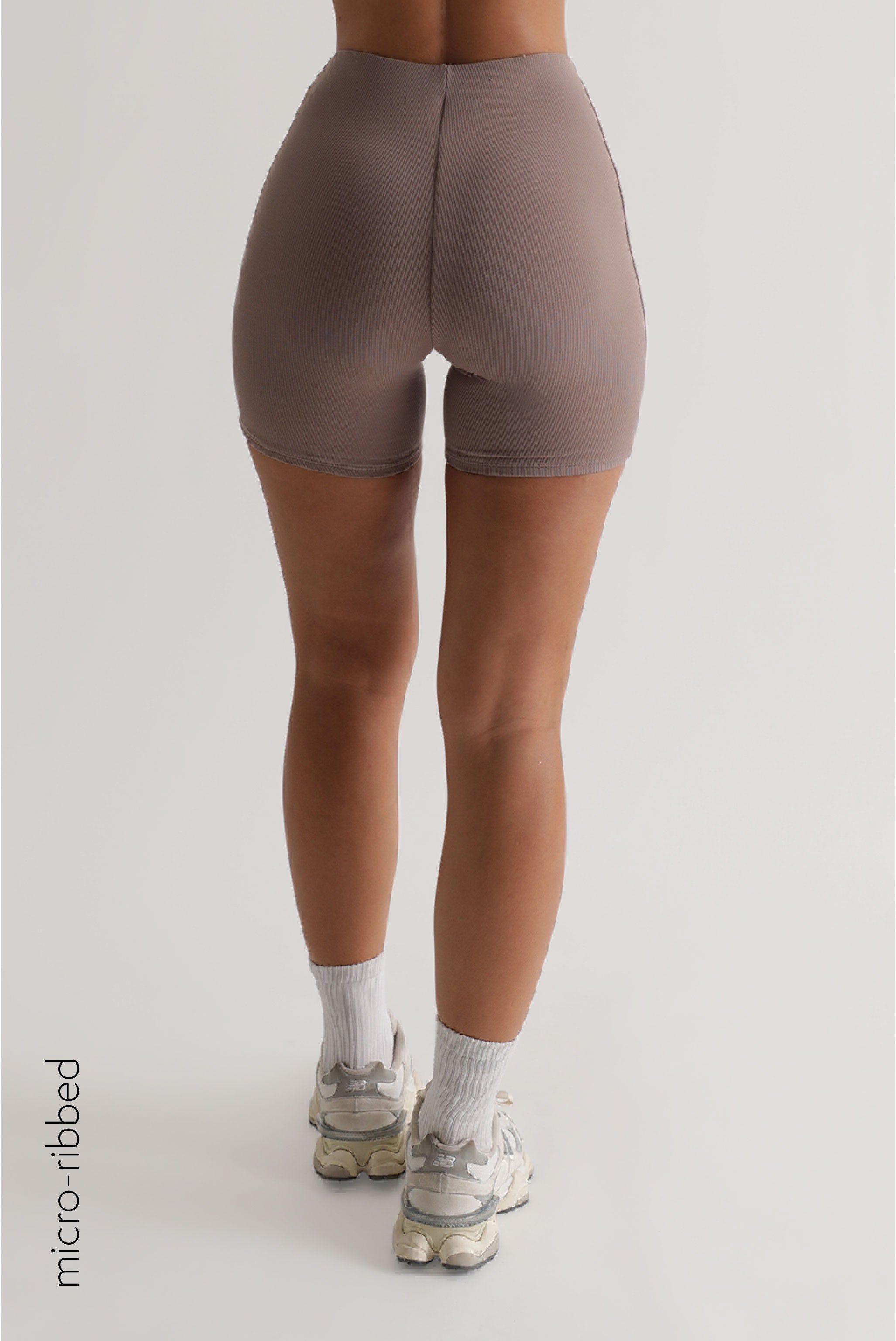 High Waisted Micro-Ribbed Shorts - Mocha sold by My outfit online product image thumbnail 4