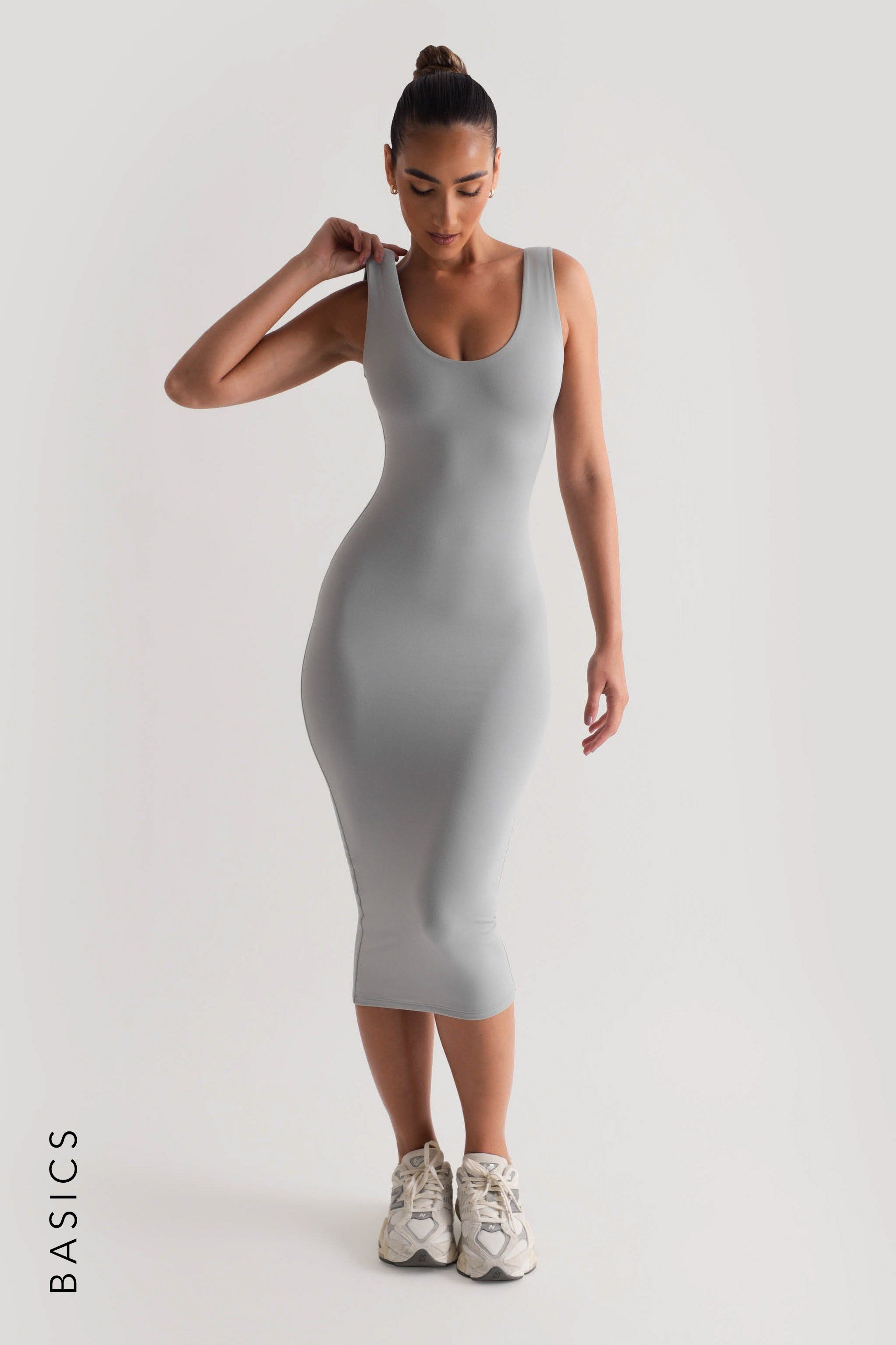 Scoop Neck Midi Dress - Sky Gray sold by My outfit online
