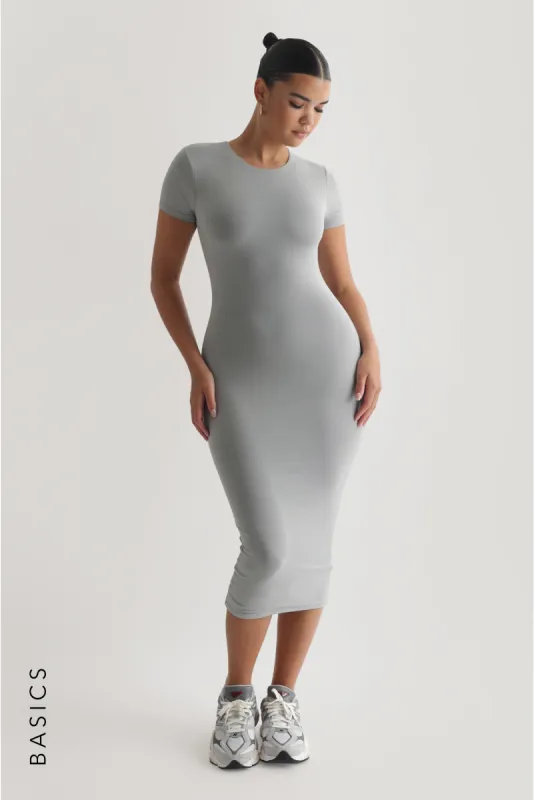 Mist Short Sleeve Midi Dress - Silver sold by My outfit online