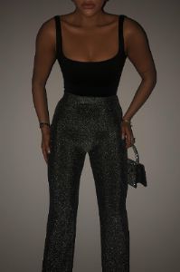 Wide Leg Glitter Trousers - Black sold by My outfit online