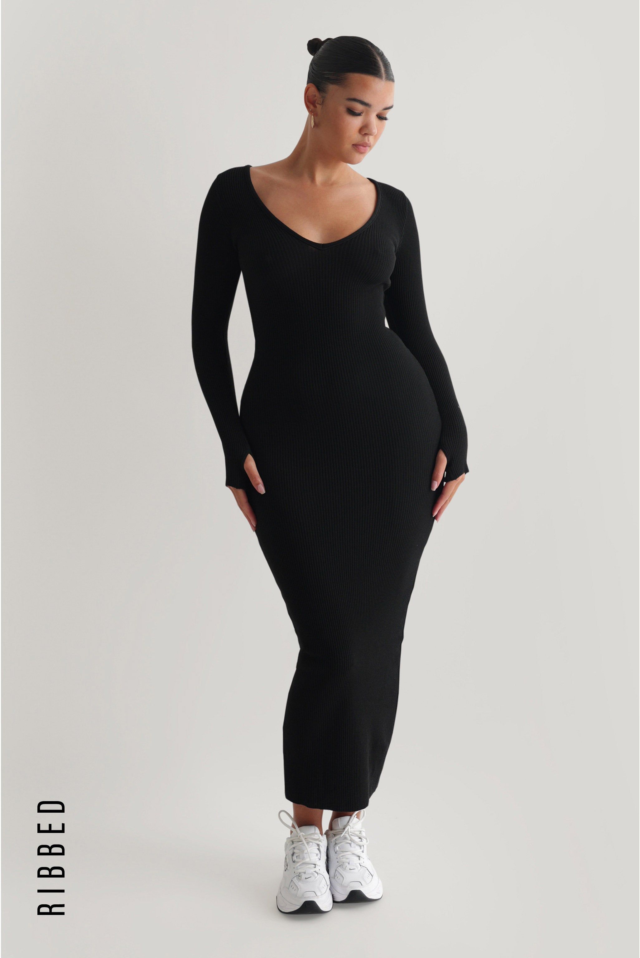Gaia Ribbed Maxi Dress - Black sold by My outfit online